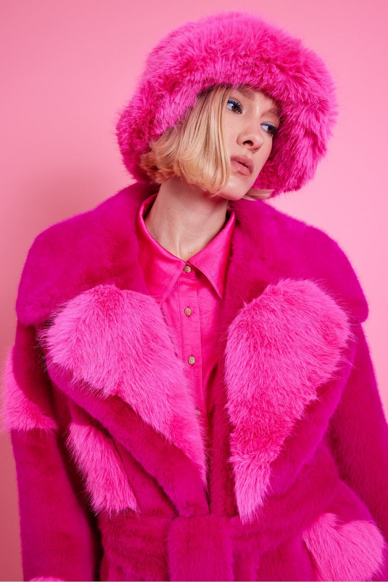 Hot Pink Faux Fur Coat