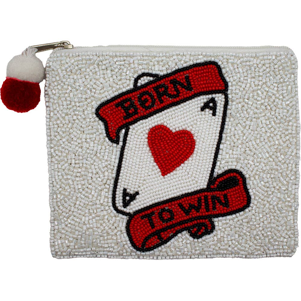 Born to Win Beaded Coin Purse