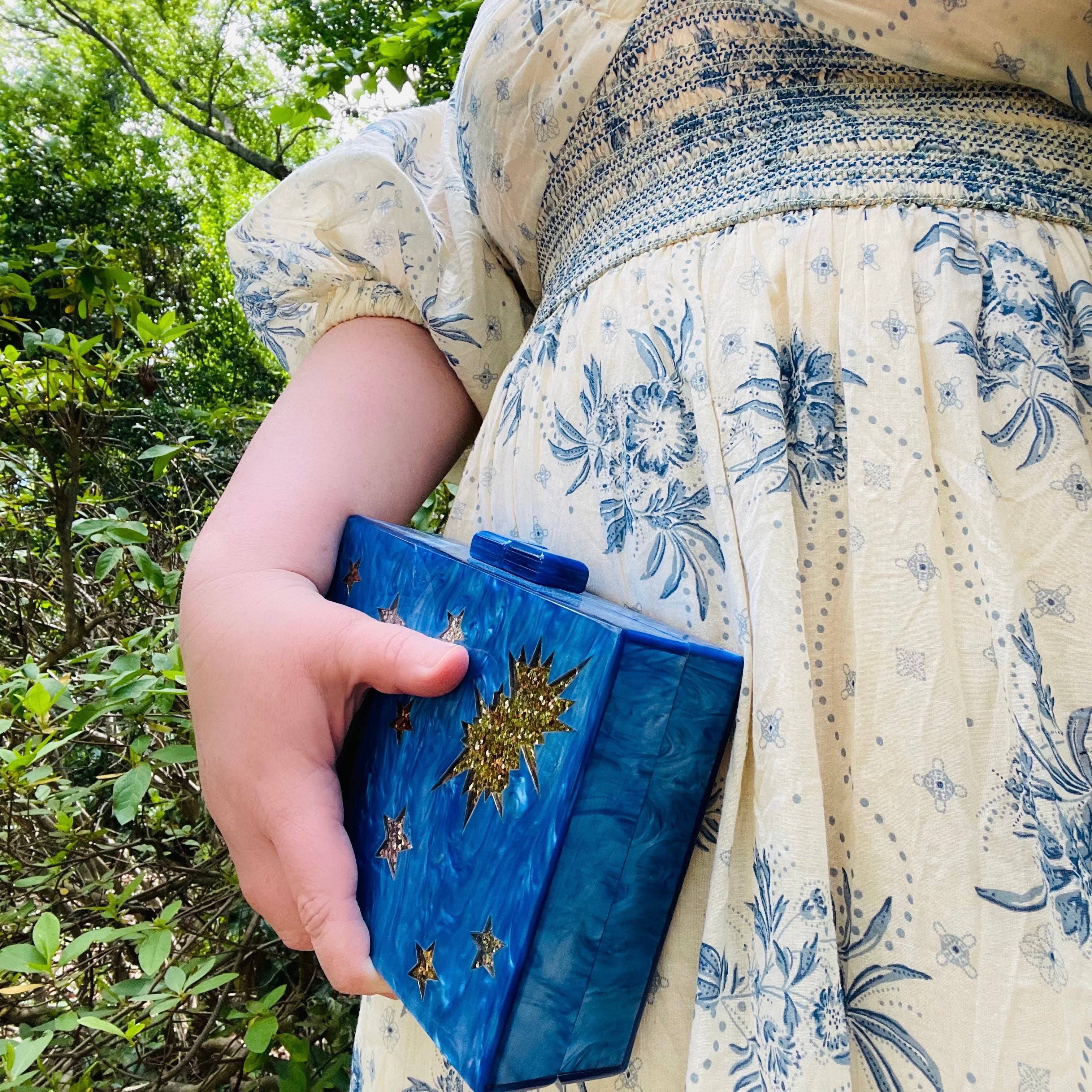 Blue Stargazer Acrylic Clutch