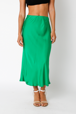 Darlene Satin Skirt- Emerald
