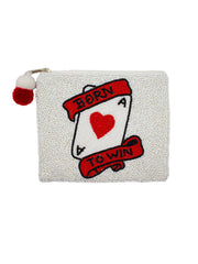 Born to Win Beaded Coin Purse