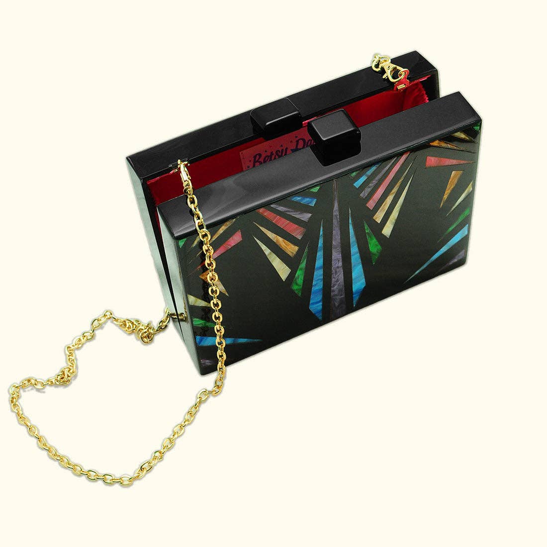 Art Deco Rainbow Black Acrylic Clutch