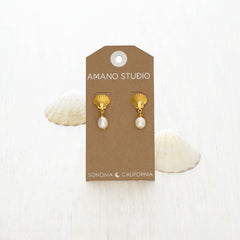 Shell & Pearl Drop Earrings