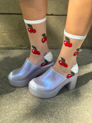 Sheer Cherry Statement Socks