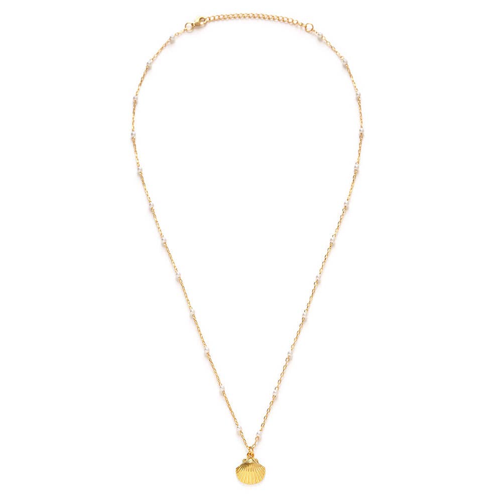 Scallop Shell & Pearl Chain Necklace