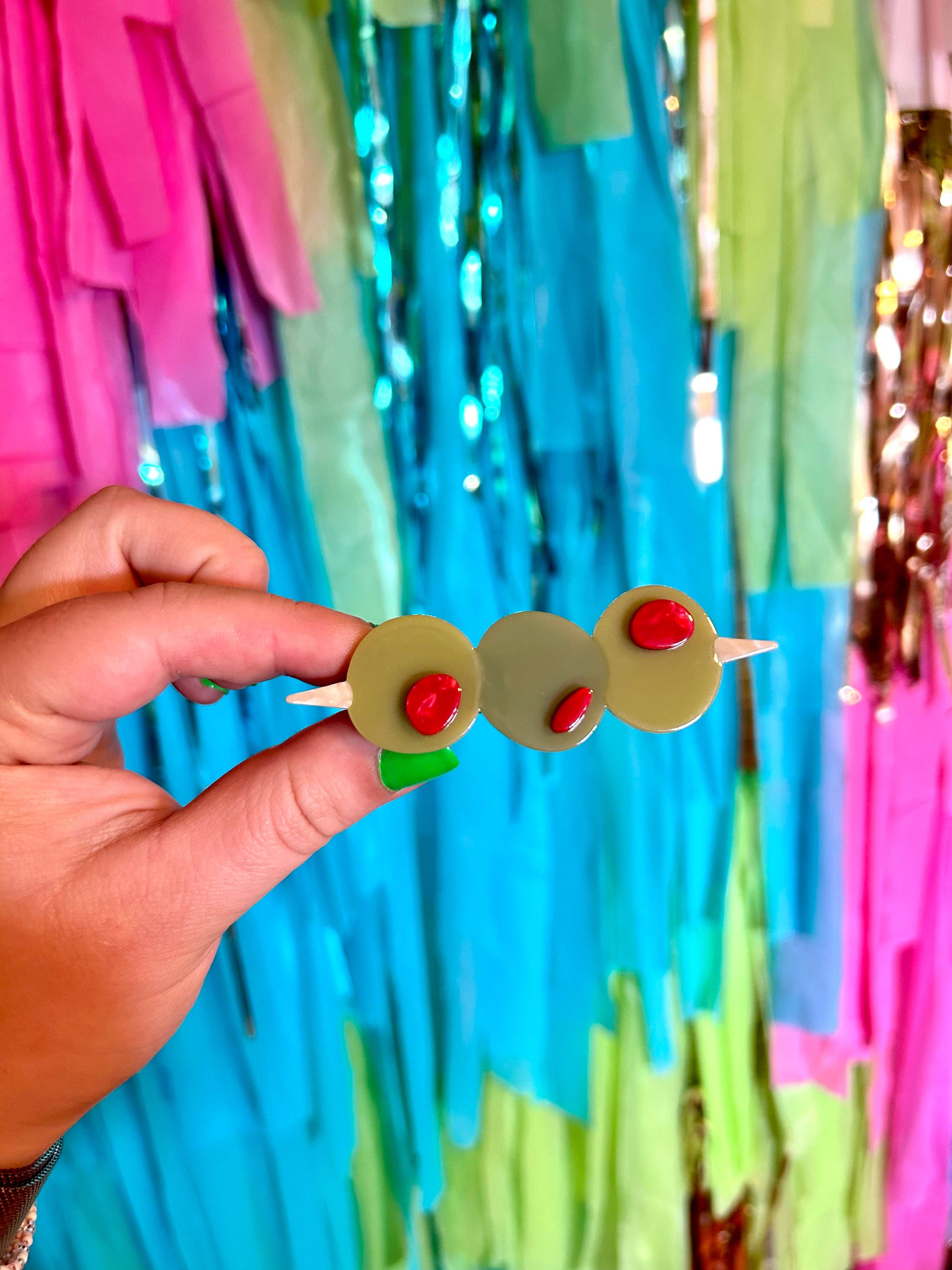 Stuffed Olive Hair Clip Set