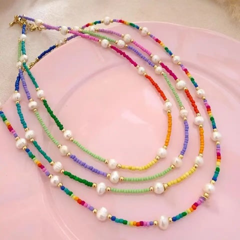 Pearl Party Rainbow Necklace