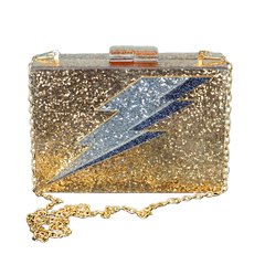 Gold Glitter Lightning Bolt Acrylic Clutch