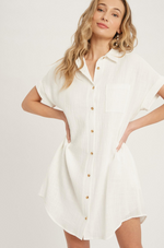 Leslie Guaze Shirt Dress- Ivory