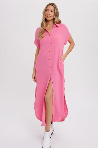 Eli Gauze Shirt Dress Pink
