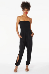 Split Leg Smocked Jumpsuit