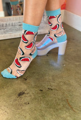 Sheer Watermelon Statement Socks