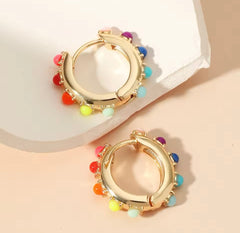 Colorful Studded Hoops