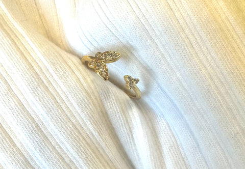 Adjustable Gold Butterfly Ring