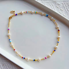 Beaded Multi Color Pearl Necklace