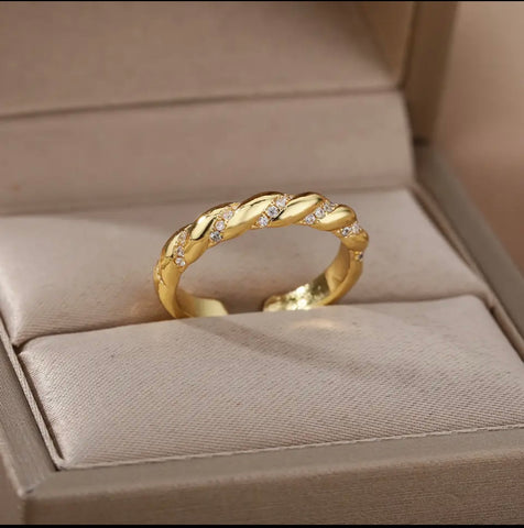 Gold Rope Studded Ring