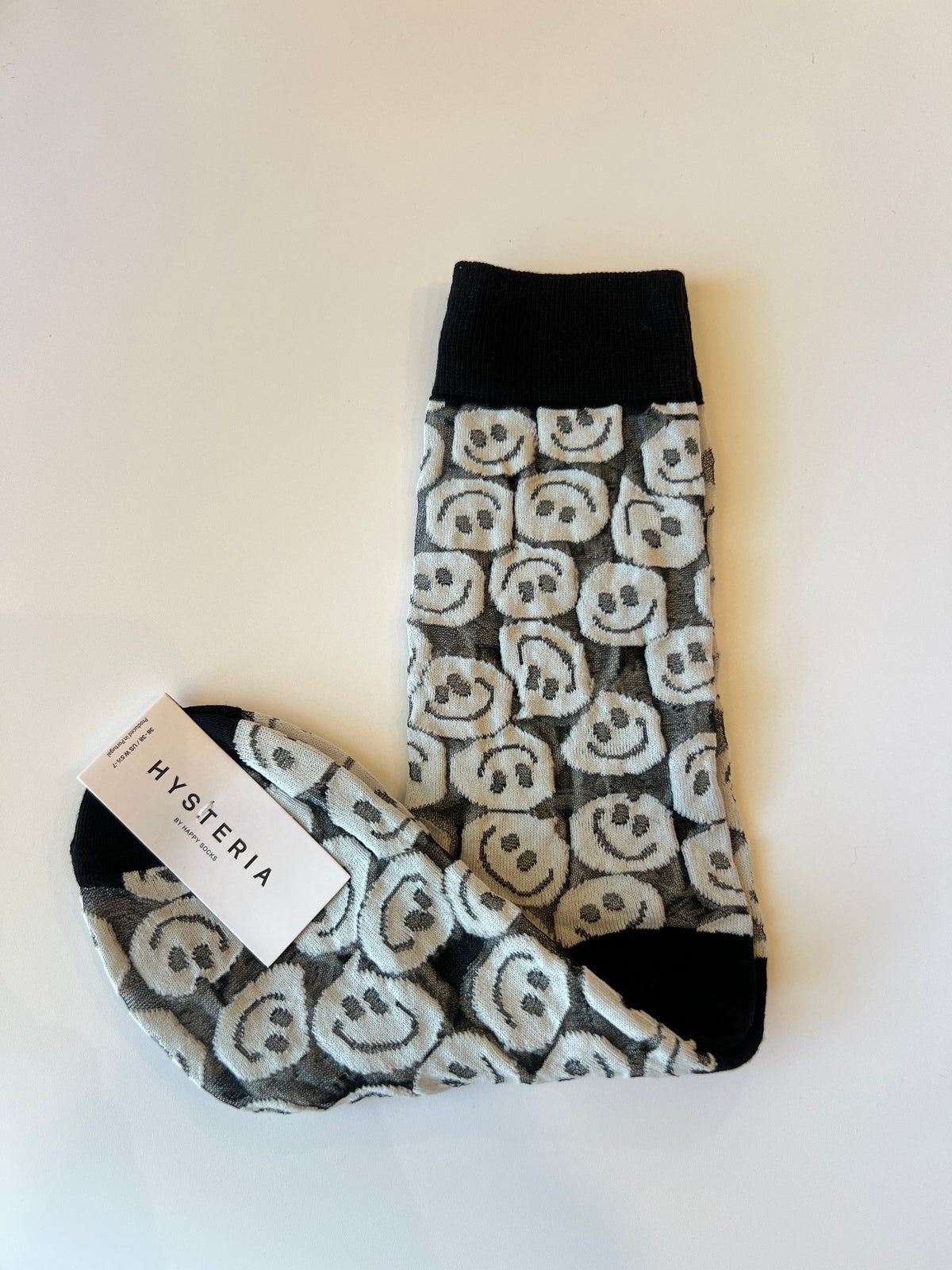 B&W Smiley Mesh Socks