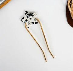 B&W Marble Star Hair Pin