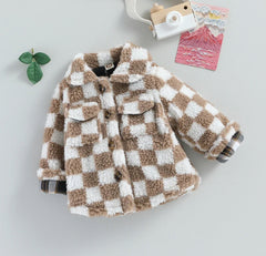 Kids Checkered Fleece Shacket