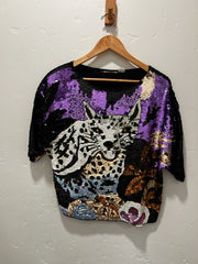 Vintage Cheeta Sequin Blouse