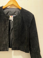 Vintage Crop Suede Open Front Jacket