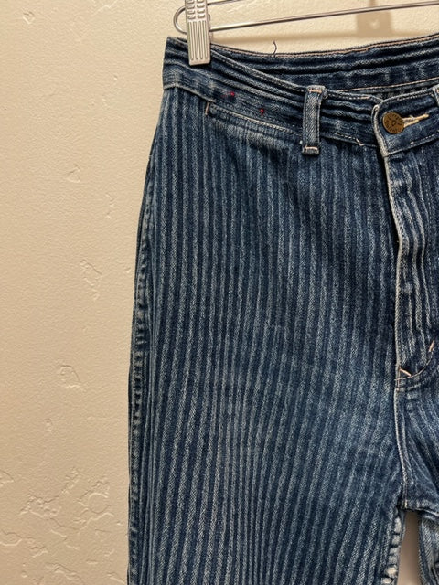 Vintage Denim Stripe High Waist Jeans