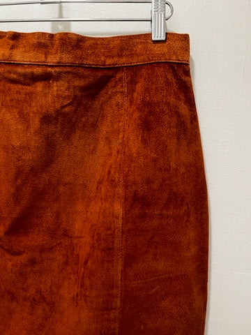 Vintage Suede Leather Skirt Rust