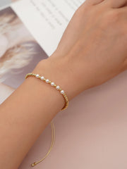 Gold Beaded Pearl Bracelet