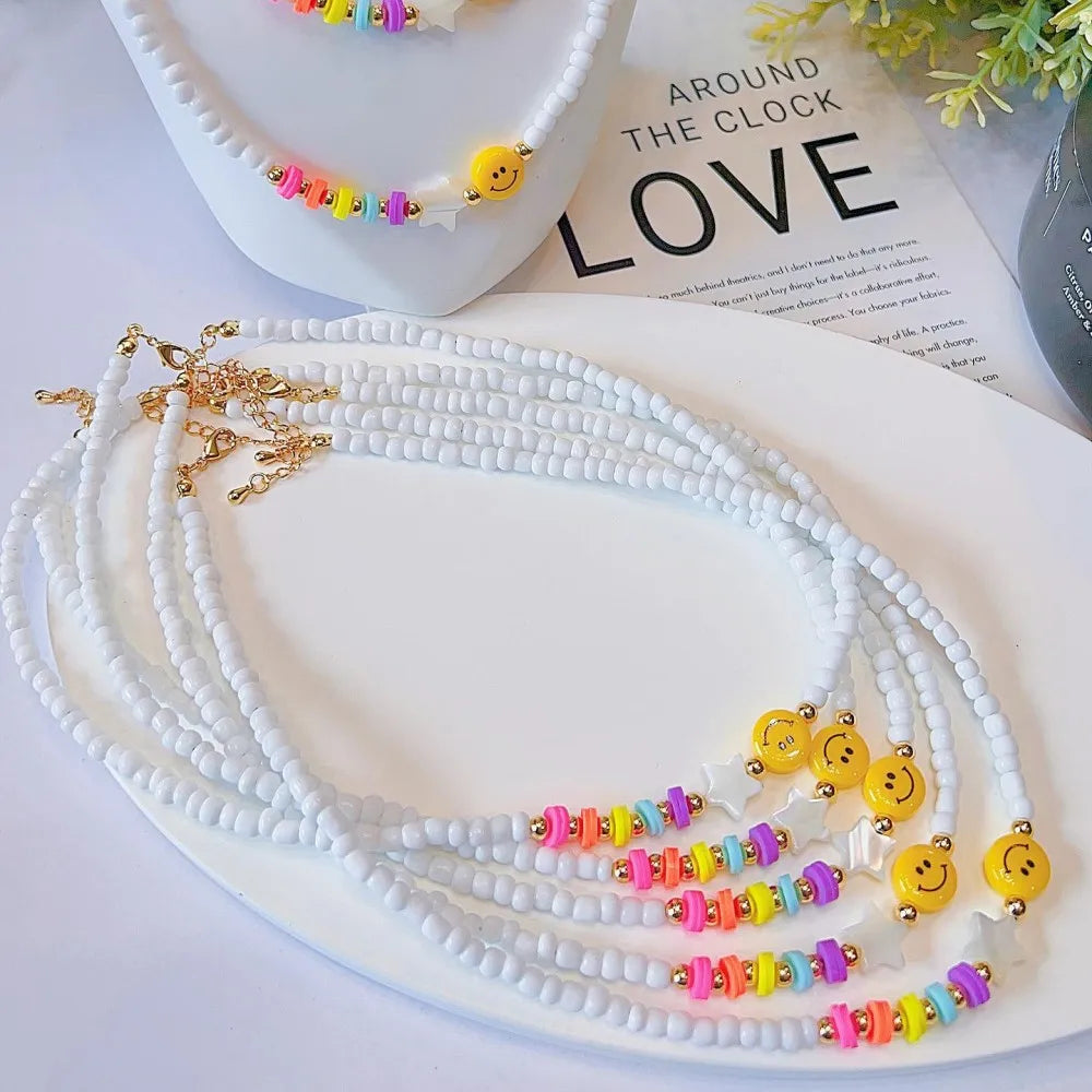 Happy Face Rainbow Pearl Necklace
