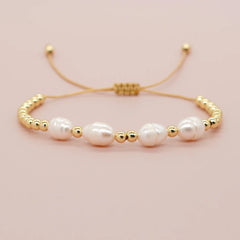 Gold Beaded Pearl Bracelet