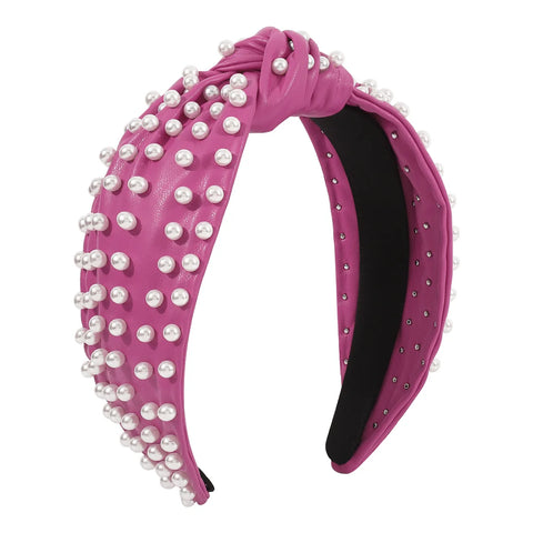 Leather Headband with Pearls