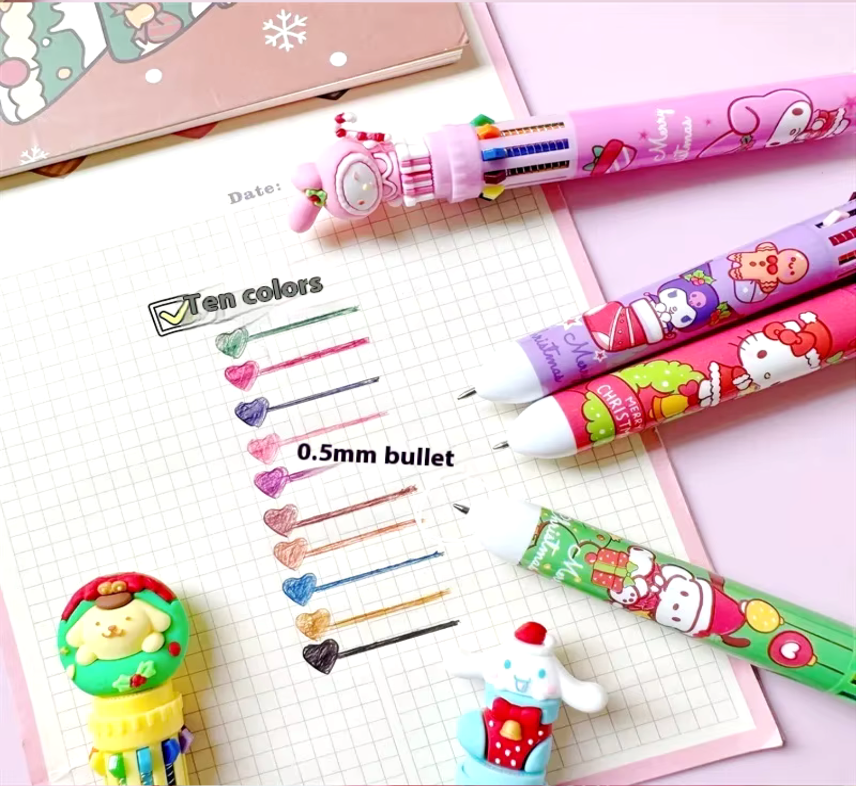 Sanrio 10 Color Xmas Character Pen