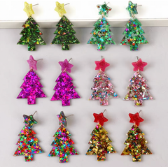 Glitter Christmas Tree Earrings