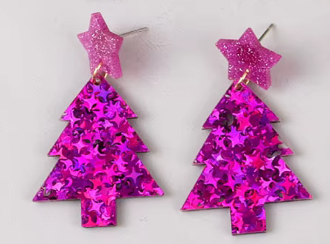 Glitter Christmas Tree Earrings