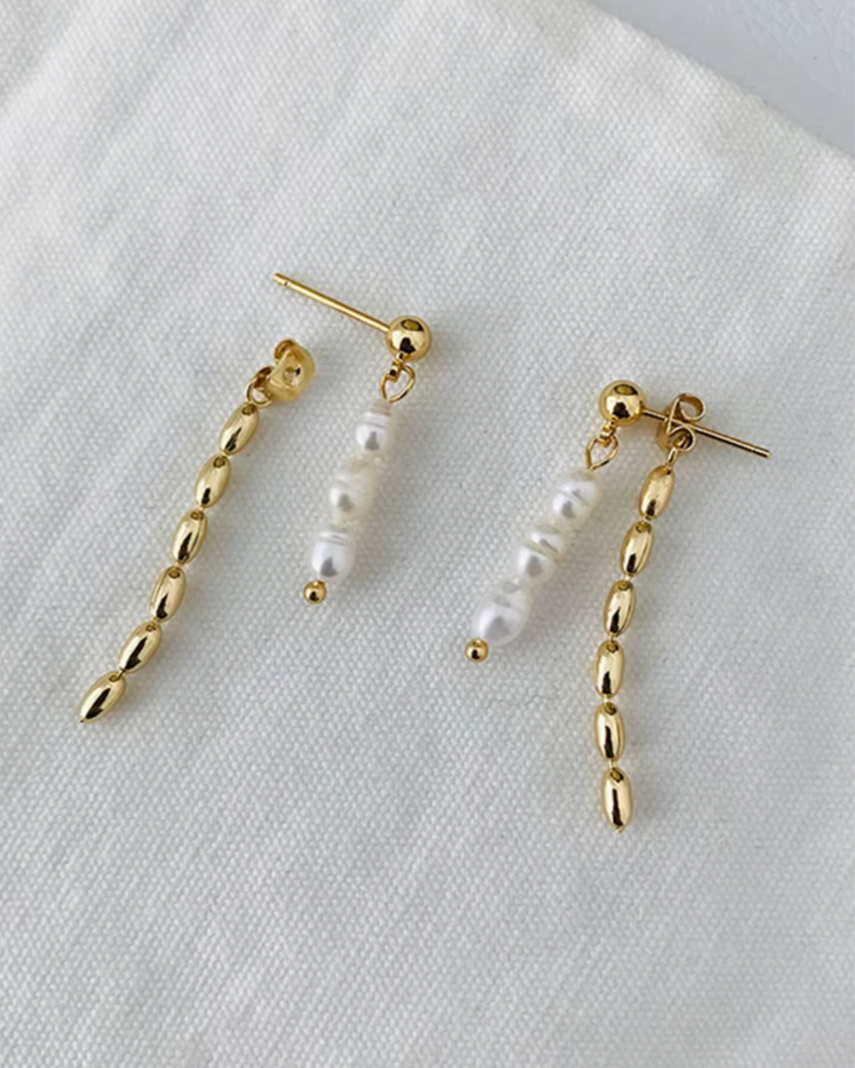 Golden Pearl Cascade Earrings