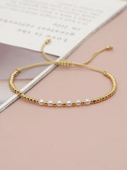 Gold Beaded Pearl Bracelet