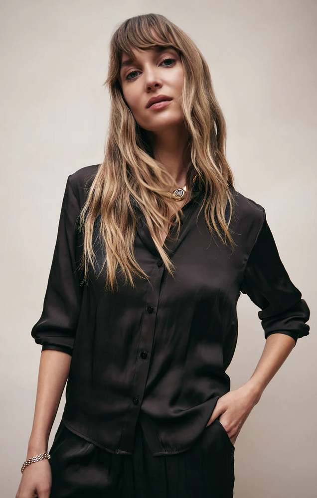 Serenity Lux Sheen Button Up- Black