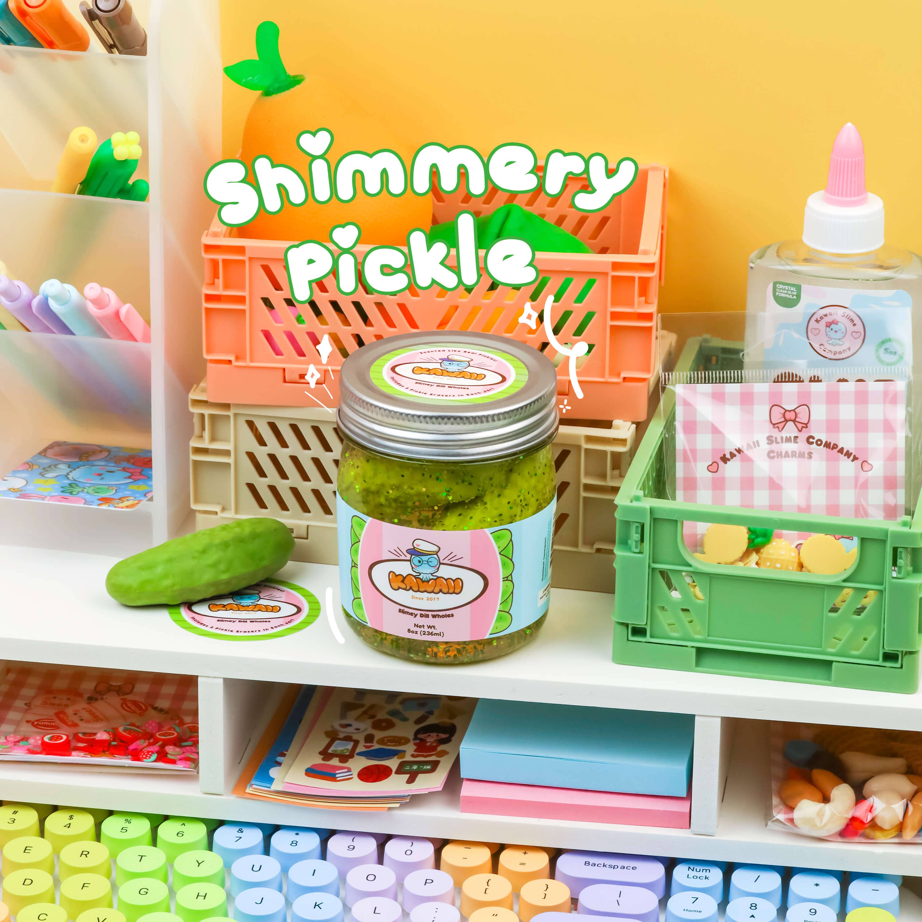 Shimmery Pickle Clear Slime