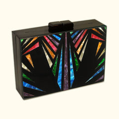 Art Deco Rainbow Black Acrylic Clutch