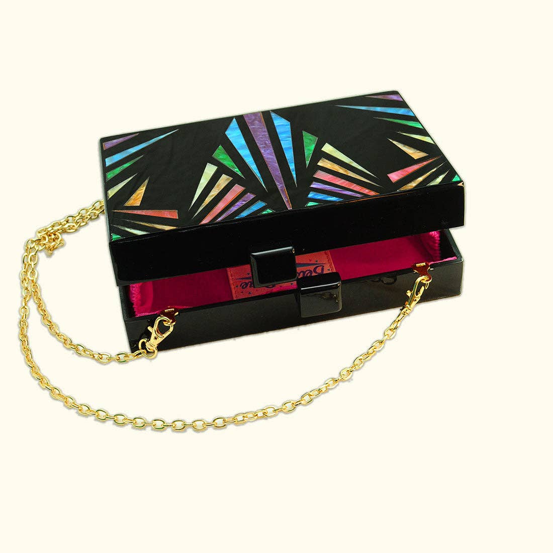 Art Deco Rainbow Black Acrylic Clutch