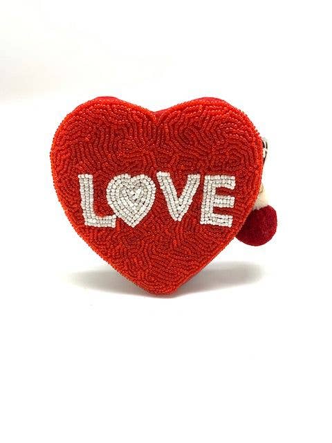 Heart Beaded Coin Purse