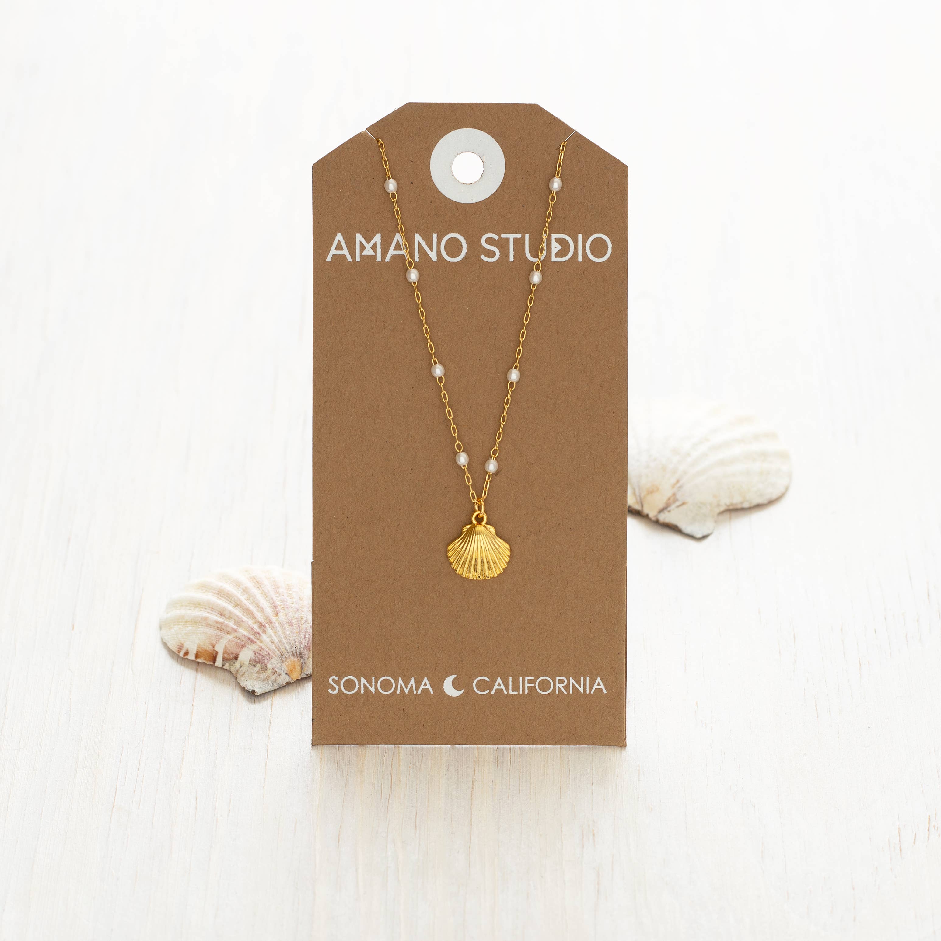 Scallop Shell & Pearl Chain Necklace