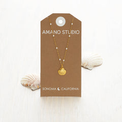 Scallop Shell & Pearl Chain Necklace