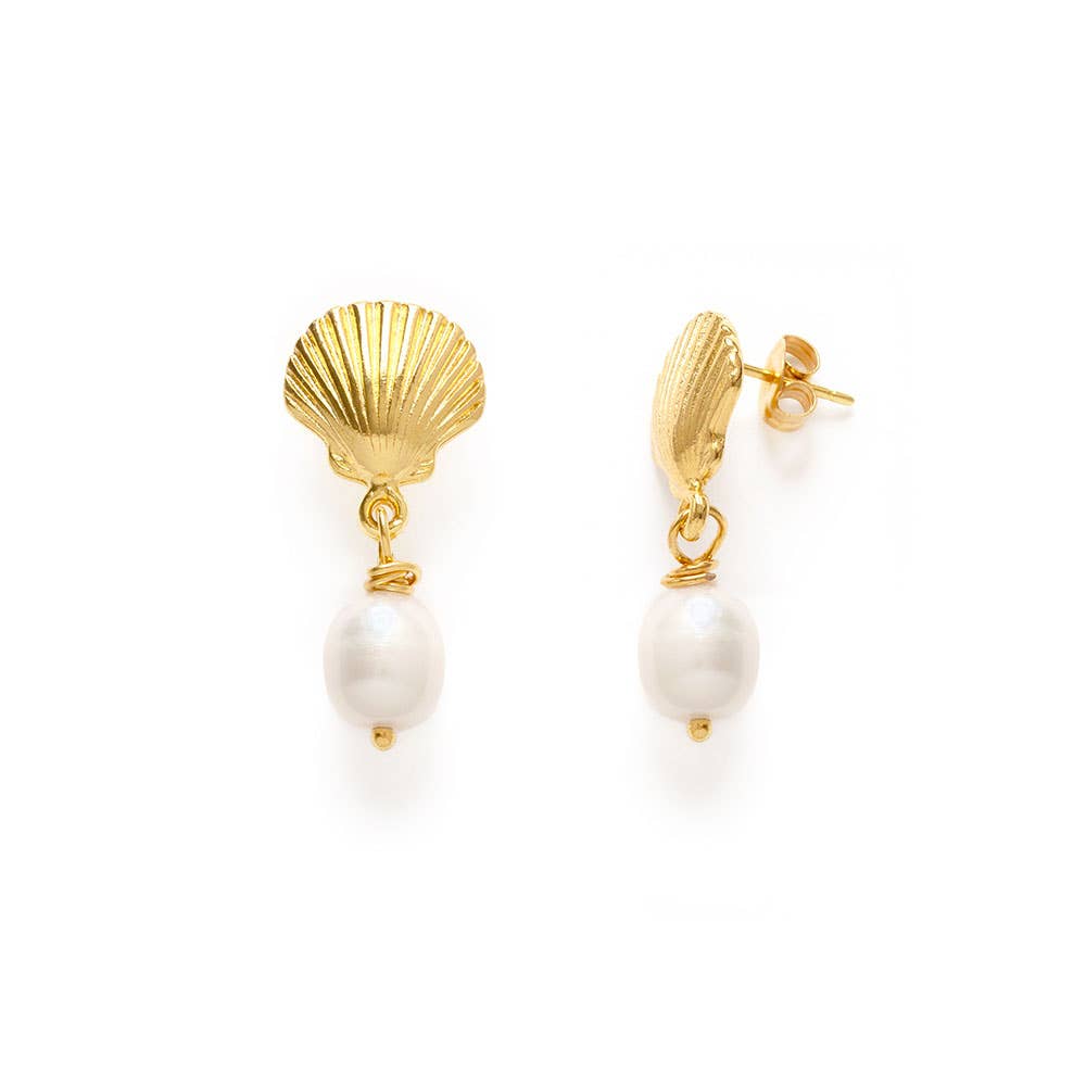 Shell & Pearl Drop Earrings