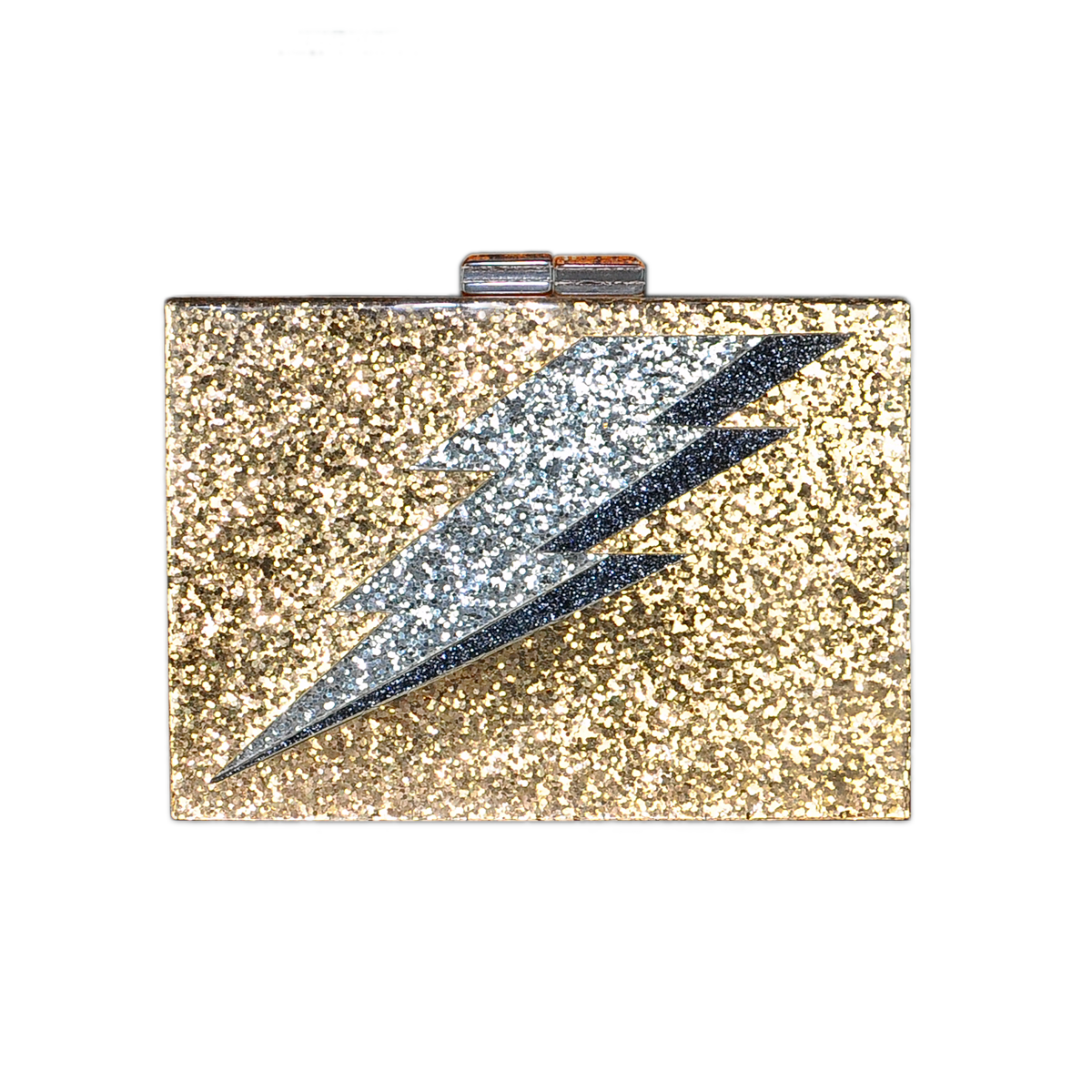 Gold Glitter Lightning Bolt Acrylic Clutch