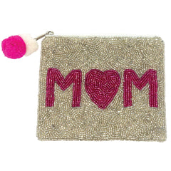 Mom Beaded Coin Purse