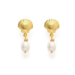 Shell & Pearl Drop Earrings