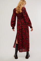 Jaymes Midi Dress- Burgundy Combo