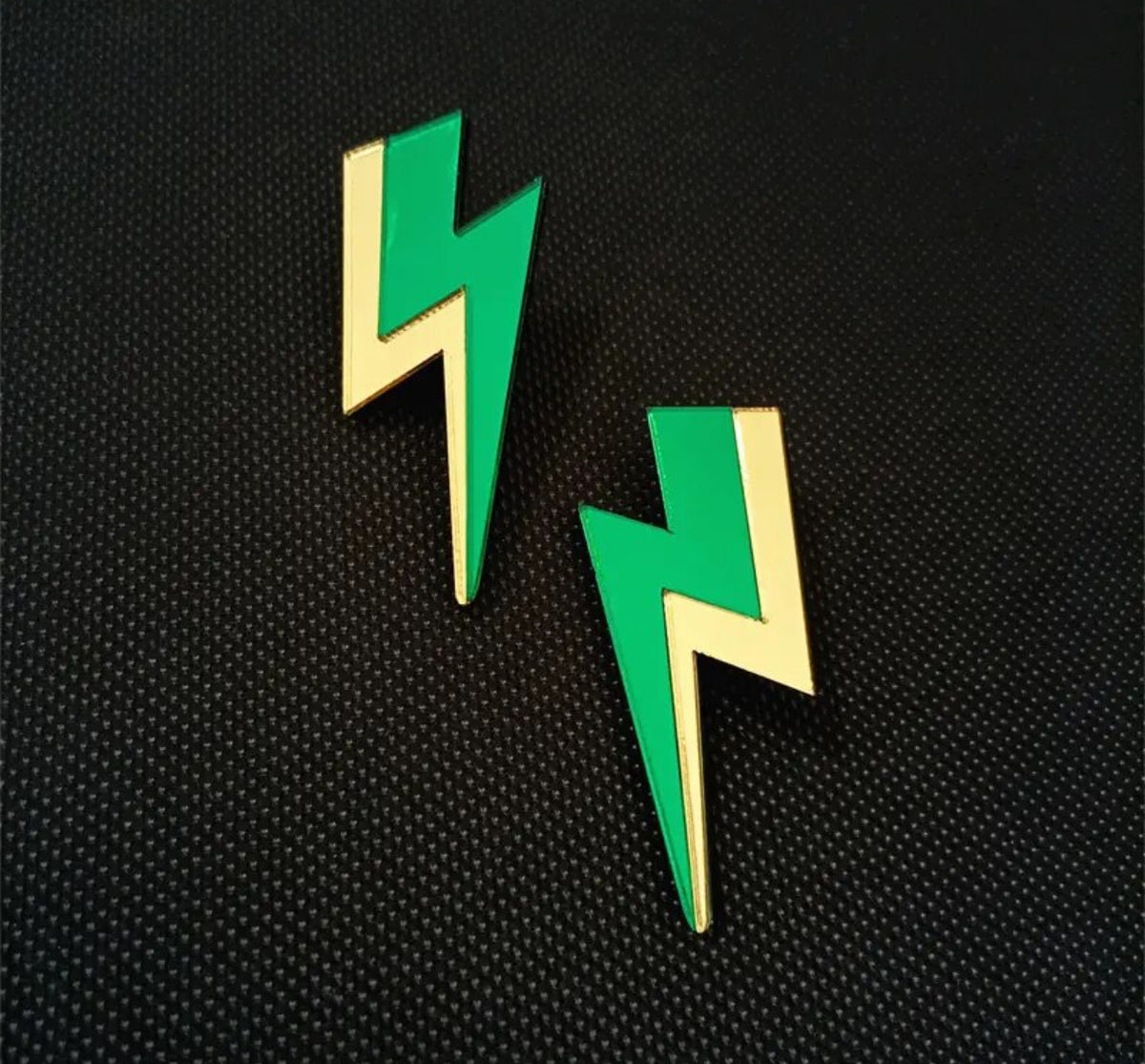 Bolt Green + Gold Earrings