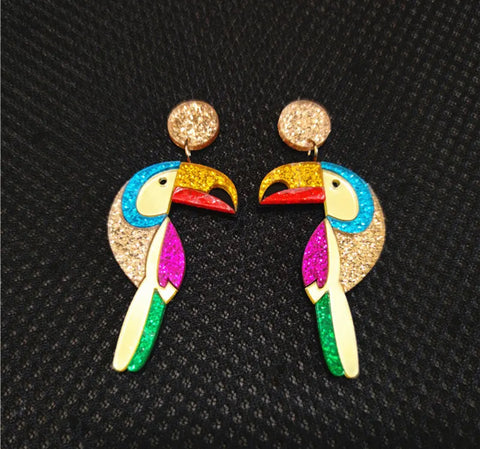 Glitter Toucan Earrings